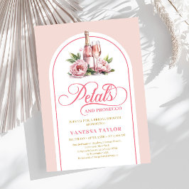 Elegant petals and prosecco invite custom name kaart