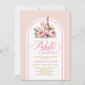 Elegant petals and prosecco watercolor invitation kaart (Voorkant)