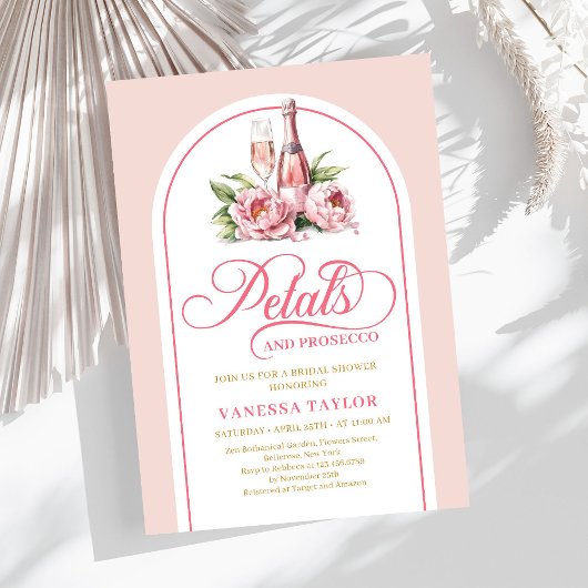 Elegant petals and prosecco watercolor invitation kaart
