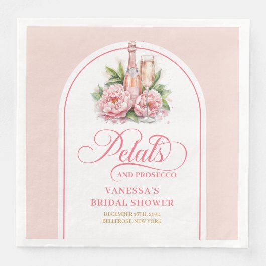 Elegant Petals and Prosecco Wedding Shower Napkins Servet (Voorkant)