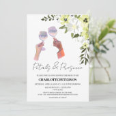 Elegant Petals en Prosecco Vrijgezellenfeest Kaart (Staand voorkant)