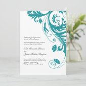 Elegant Petrol Wedding Invitations Kaart (Staand voorkant)