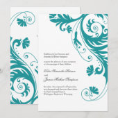 Elegant Petrol Wedding Invitations Kaart (Voorkant / Achterkant)