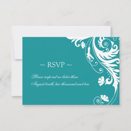 Elegant Petrol Wedding Reply Cards RSVP Kaartje (Voorkant)