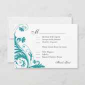 Elegant Petrol Wedding Reply Cards RSVP Kaartje (Achterkant)