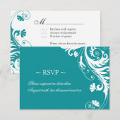 Elegant Petrol Wedding Reply Cards RSVP Kaartje (Voorkant / Achterkant)