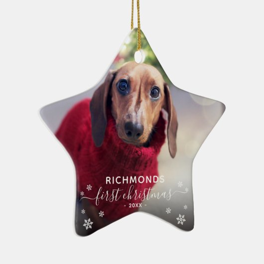 Elegant Pets 'Eerste Kerstmis' 2 FotoKerstmis Keramisch Ornament (Rechts)