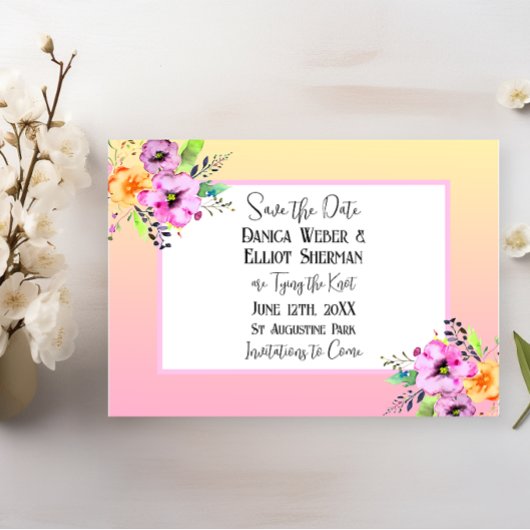 Elegant Petunias Bloemenbruiloft Save the Date Briefkaart