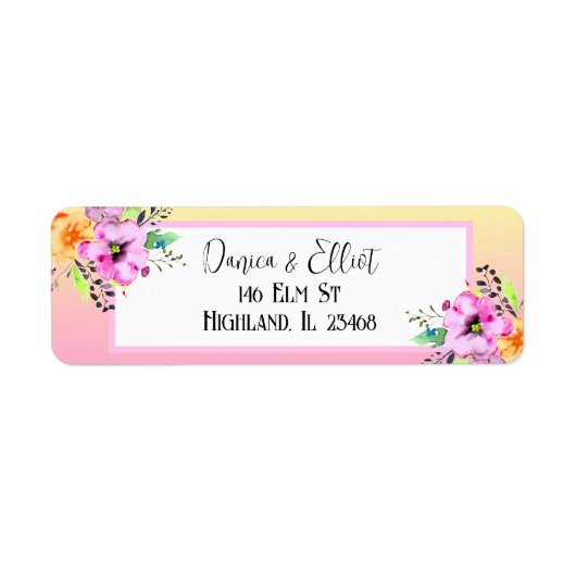 Elegant Petunias Bloemengeel en roze Etiket (Voorkant)