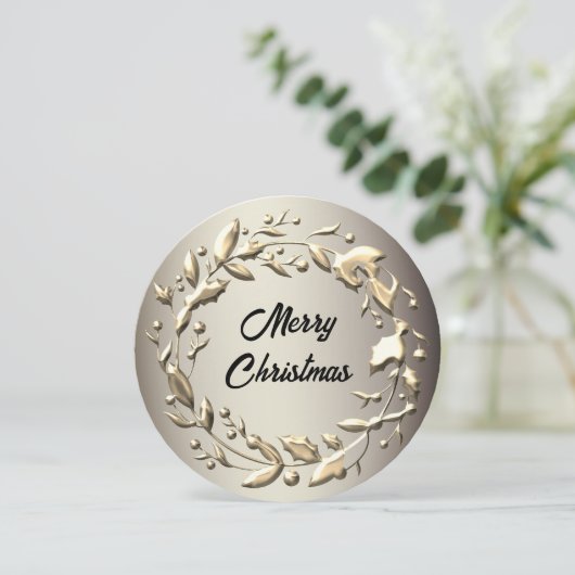 Elegant Pewter en Bleek kerstmis Feestdagenkaart (Staand voorkant)