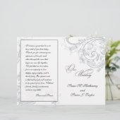 Elegant Pewter Floral Wedding Programme (Staand voorkant)