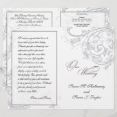 Elegant Pewter Floral Wedding Programme (Voorkant / Achterkant)