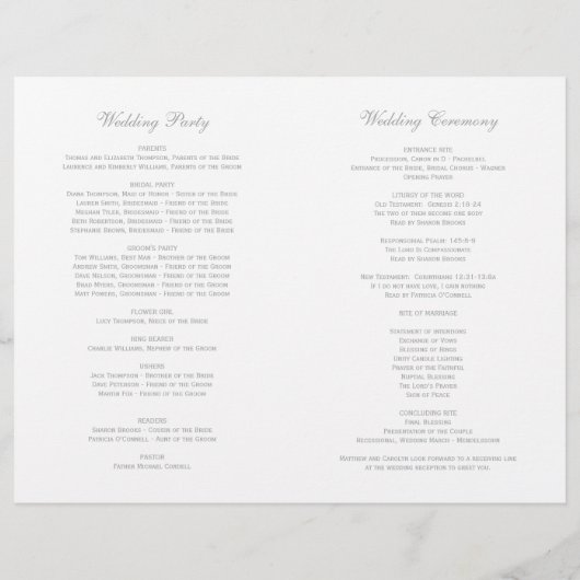Elegant Pewter Gray Calligraphy Wedding Programs (Achterkant)