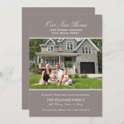 Elegant Pewter Grey Our New Home Foto Moving Aankondiging (Voorkant / Achterkant)