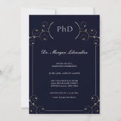 Elegant PhD Gold Blue Afstuderen Kaart (Voorkant)