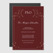 Elegant PhD Gold Burgundy Afstuderen Magnetische Uitnodiging (Voorkant / Achterkant)