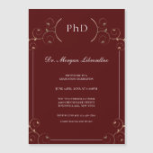 Elegant PhD Gold Burgundy Afstuderen Magnetische Uitnodiging (Voorkant)