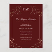 Elegant PhD Gold Burgundy Uitnodiging Briefkaart (Voorkant)