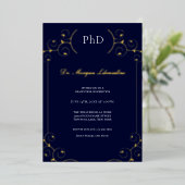 Elegant PhD Gold White Blue Graduation Party Folie Uitnodiging (Staand Voorkant)