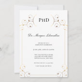 Elegant PhD graad Gold White Graduation Party Kaart (Voorkant)