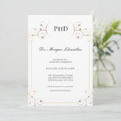 Elegant PhD graad Gold White Graduation Party Kaart (Staand voorkant)