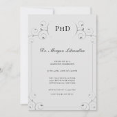 Elegant PhD-graad Silver Black Graduation Party Kaart (Voorkant)