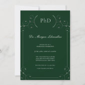 Elegant PhD Silver Green Graduation Party Kaart (Voorkant)