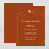Elegant PhD verbrand Oranje Afstuderen Kaart (Voorkant / Achterkant)