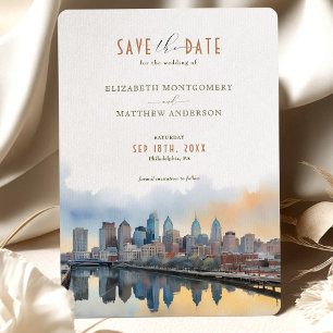 Elegant Philadelphia, Pennsylvania Save-the-Date Kaart