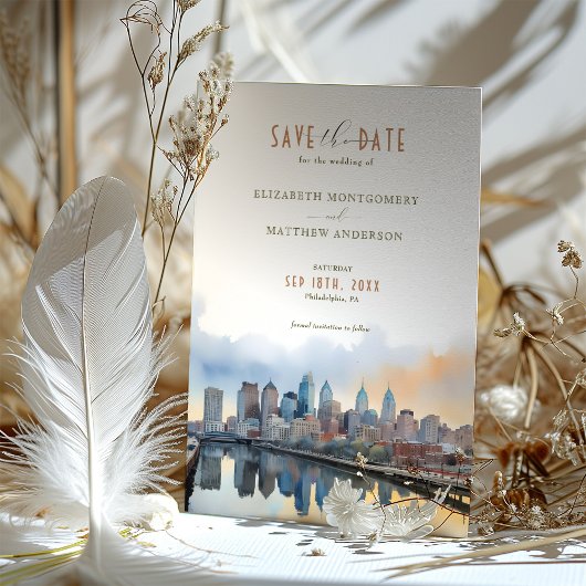 Elegant Philadelphia, Pennsylvania Save-the-Date Kaart