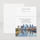 Elegant Philadelphia Skyline Watercolor Wedding RSVP Kaartje (Voorkant / Achterkant)