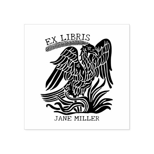 Elegant  Phoenix Ex Libris Boek Rubberstempel (Afrduk)
