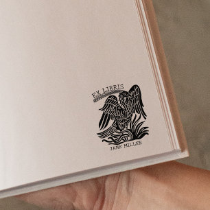 Elegant  Phoenix Ex Libris Boek Rubberstempel