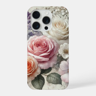 Elegant Phone Case with Pink and White Roses iPhone 15 Pro Case