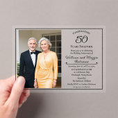 Elegant Photo 50th Wedding Anniversary Party Acryl Uitnodigingen (Insitu (Draagbaar))