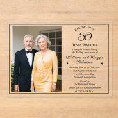 Elegant Photo 50th Wedding Anniversary Party Acryl Uitnodigingen (Voorkant)