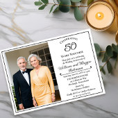 Elegant Photo 50th Wedding Anniversary Party Kaart