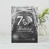 Elegant Photo 70th Birthday Silver Glam Lights Kaart (Staand voorkant)
