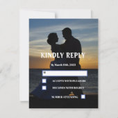 Elegant Photo afbeelding Sunset Simple Wedding RSVP Kaartje (Voorkant)