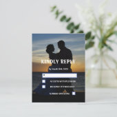 Elegant Photo afbeelding Sunset Simple Wedding RSVP Kaartje (Staand voorkant)
