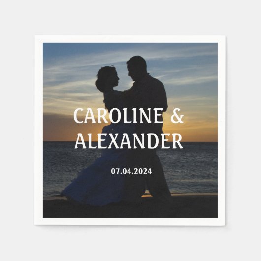 Elegant Photo Afbeelding Sunset Summer Chic Weddin Servet (Voorkant)