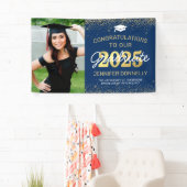 Elegant Photo Afstuderen Blue & Gold Spandoek (Insitu)