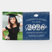Elegant Photo Afstuderen Blue & Silver Banner (Horizontaal)