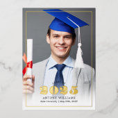 Elegant Photo Afstuderen Folie Uitnodiging (Voorkant)