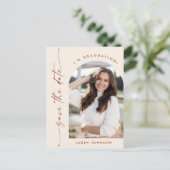 Elegant Photo Afstuderen Sla de datum op Briefkaart (Staand voorkant)