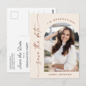 Elegant Photo Afstuderen Sla de datum op Briefkaart (Voorkant / Achterkant)