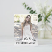 Elegant Photo Afstuderen Sla de datum op Briefkaart (Staand voorkant)