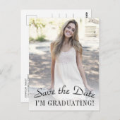 Elegant Photo Afstuderen Sla de datum op Briefkaart (Voorkant / Achterkant)
