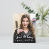Elegant Photo Afstuderen Sla de datum op Briefkaart (Staand voorkant)