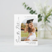 Elegant Photo Afstuderen Sla de datum op Briefkaart (Staand voorkant)